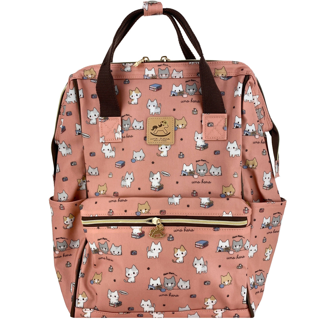 coral leather backpack Coral Meow Cat Large Opening Backpack – Tworgis