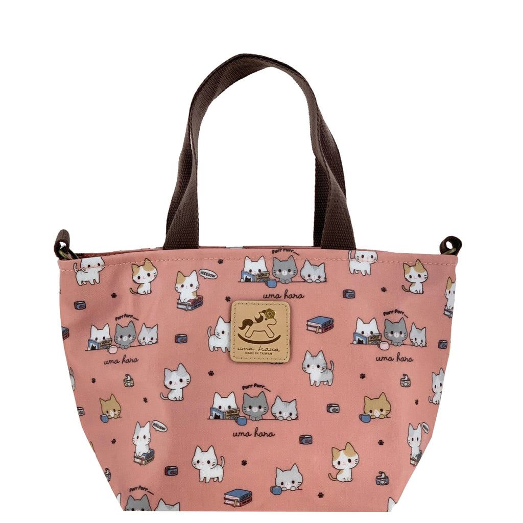 Coral Meow Cat Mini Travel Tote