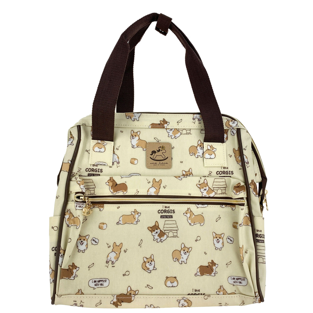 Cream Corgi Puppy Medium Convertible Bag Triple Usage Bag Tworgis 