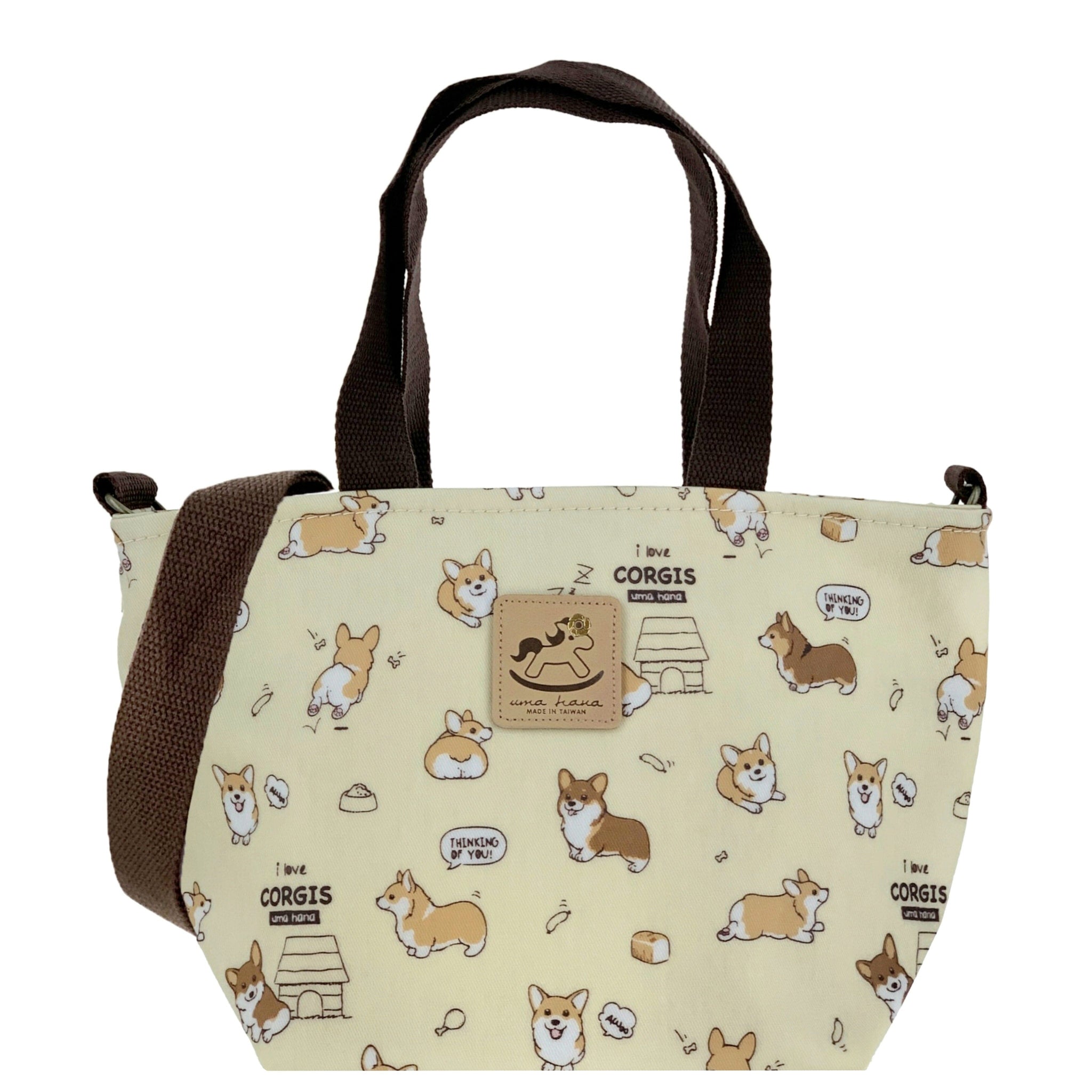 Cream Corgi Puppy Mini Travel Tote Tote Tworgis 