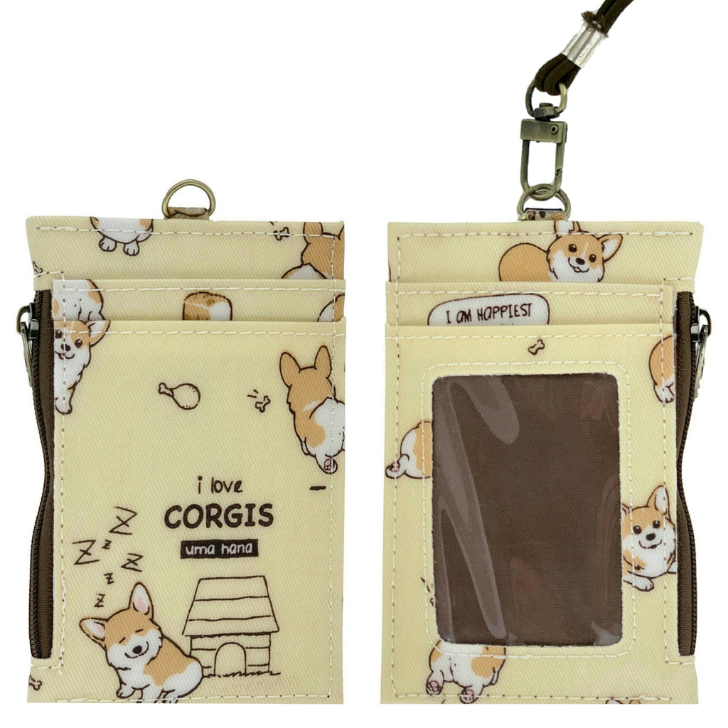 Cream Corgi Puppy Stretchy ID Holder