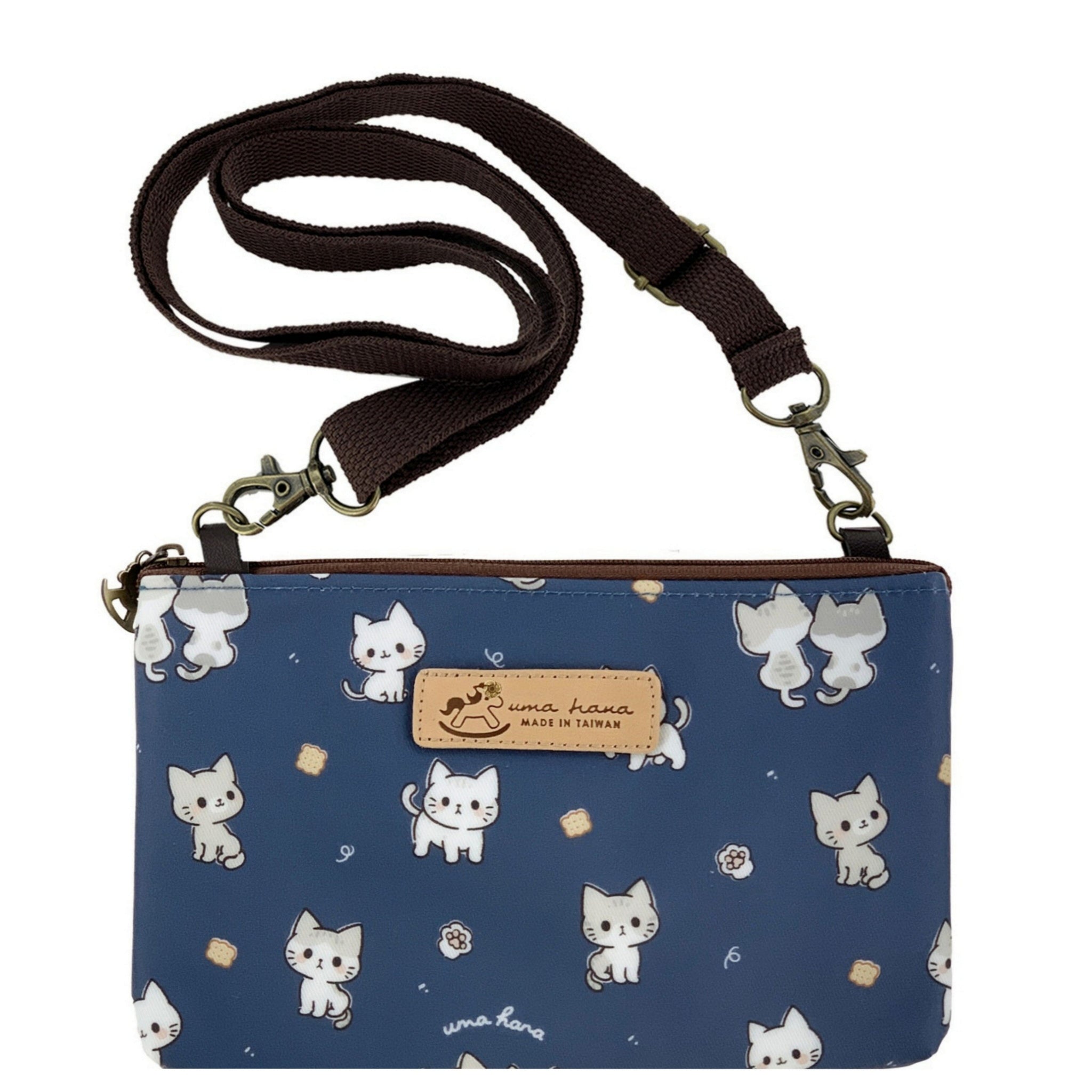 Dark Blue Crumbs & Kittens Zipper Crossbody