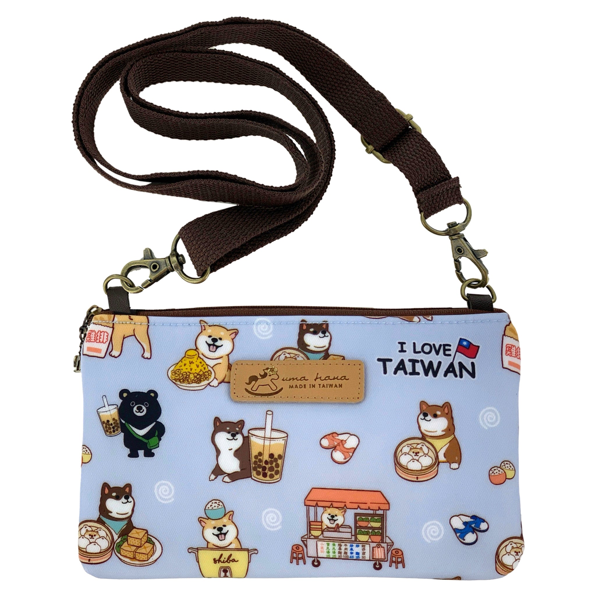 Dusky Blue Shiba Tales Zipper Crossbody Crossbody Tworgis 