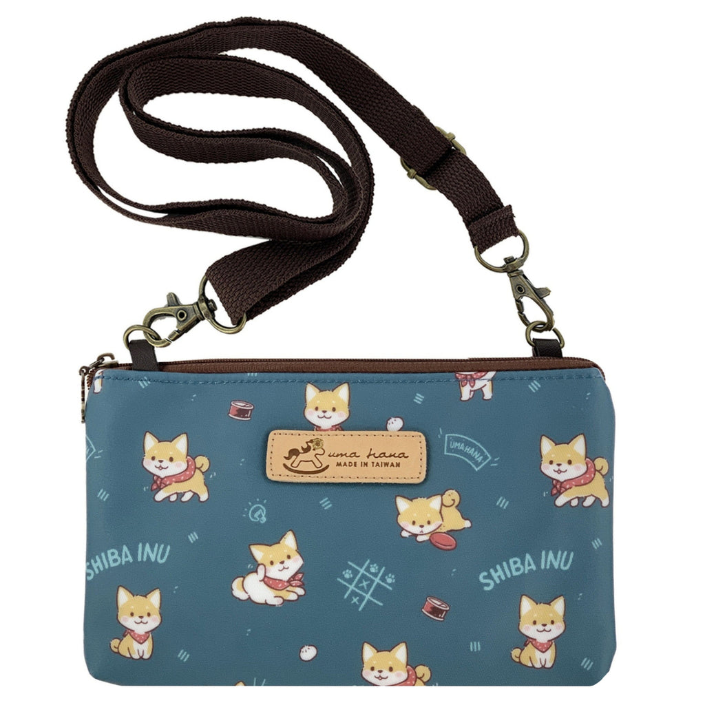 Forest Green Shiba Shenanigans Zipper Crossbody