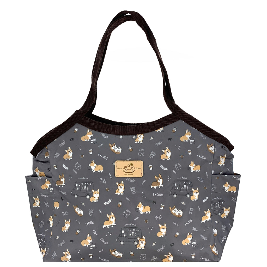 Gray Corgis & Coffee Trapeze Shoulder Tote Tote Tworgis 