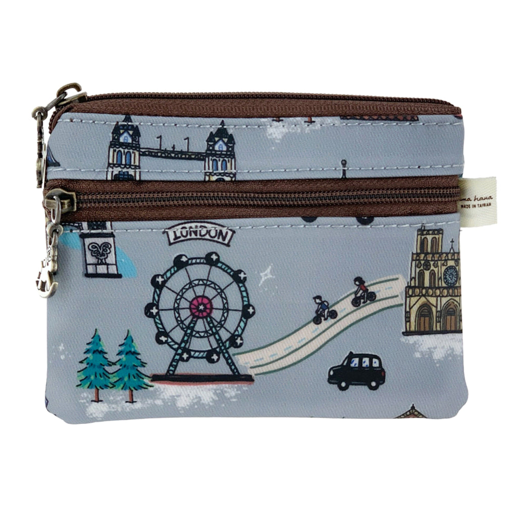 Gray London Paris Keychain Coin Purse Keychain Coin Purse Tworgis 