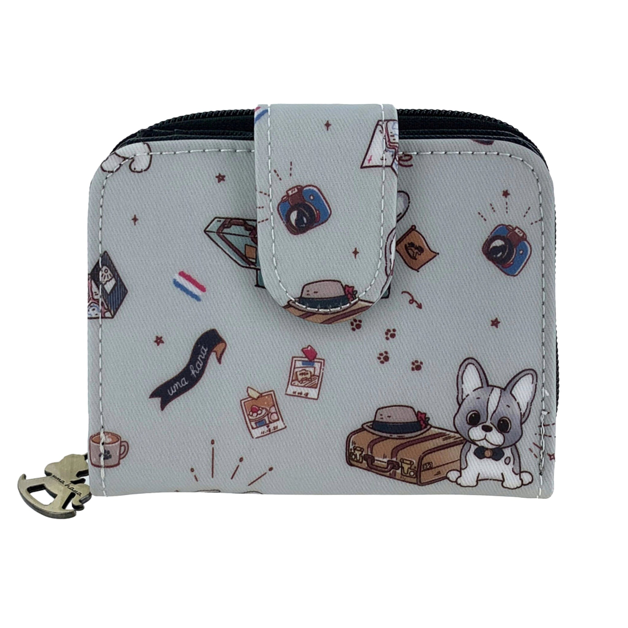 Gray Travel Frenchie Short Wallet Wallet Tworgis 