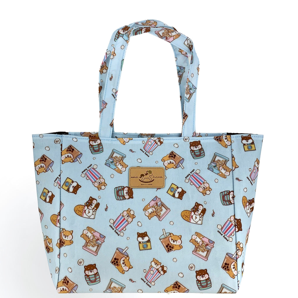 Light Blue Shiba Snacks Medium Tote Tote Tworgis 