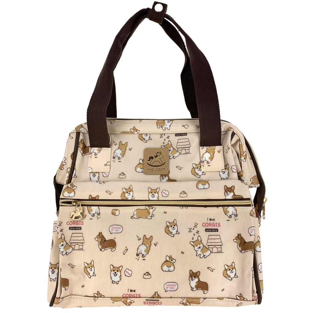 Peach Corgi Puppy Medium Convertible Bag Triple Usage Bag Tworgis 