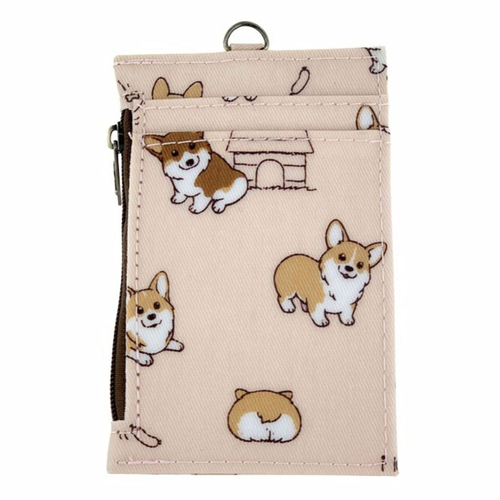 Peach Corgi Puppy Stretchy ID Holder