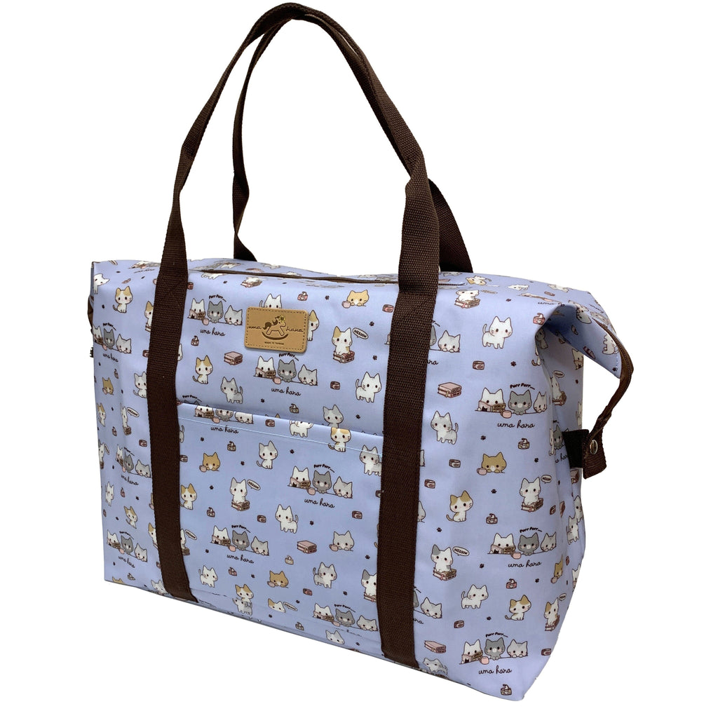 Periwinkle Blue Meow Cat Extra Large Travel Tote