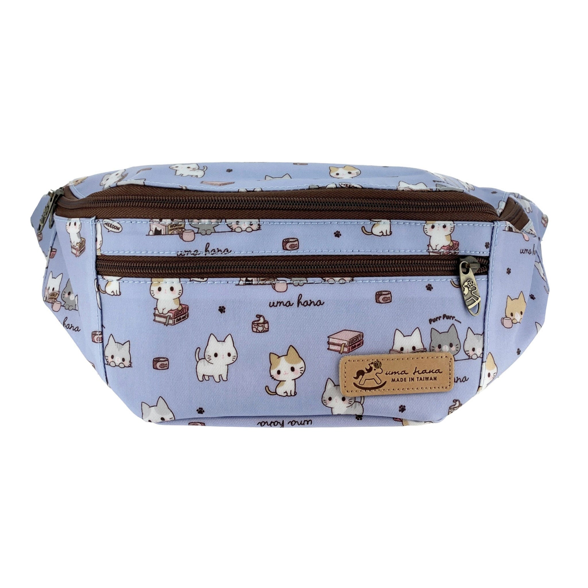 Periwinkle Blue Meow Cat Fanny Pack