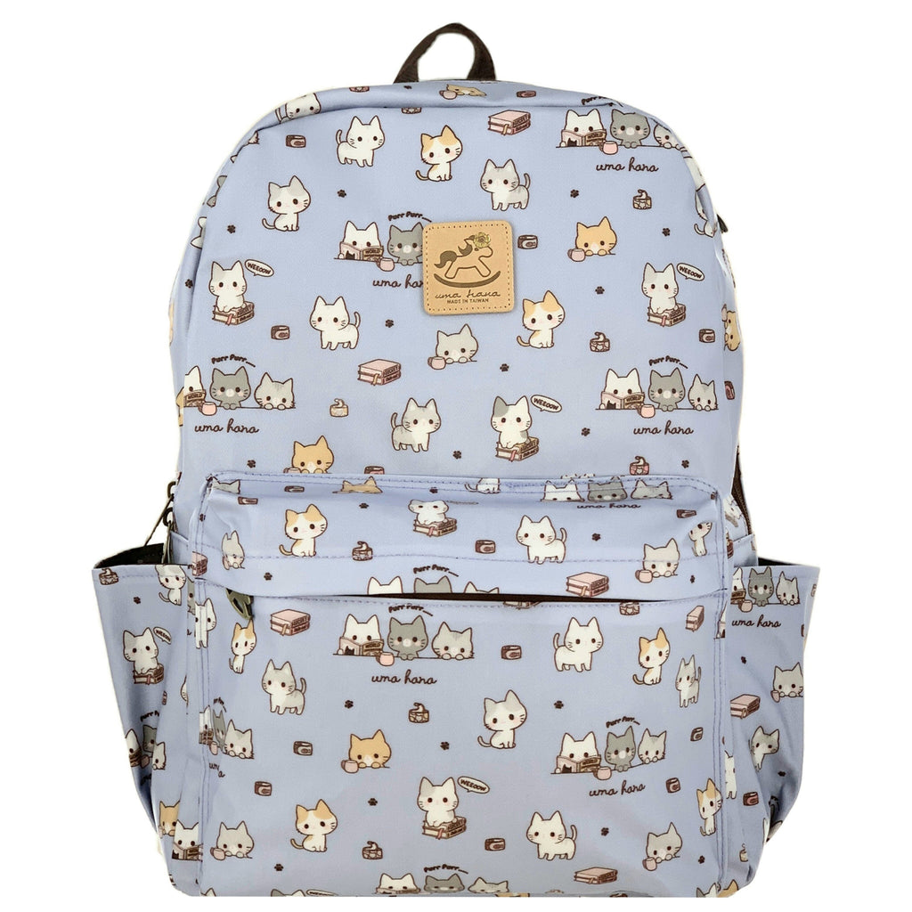 Periwinkle Blue Meow Cat Large Backpack Backpack Tworgis 