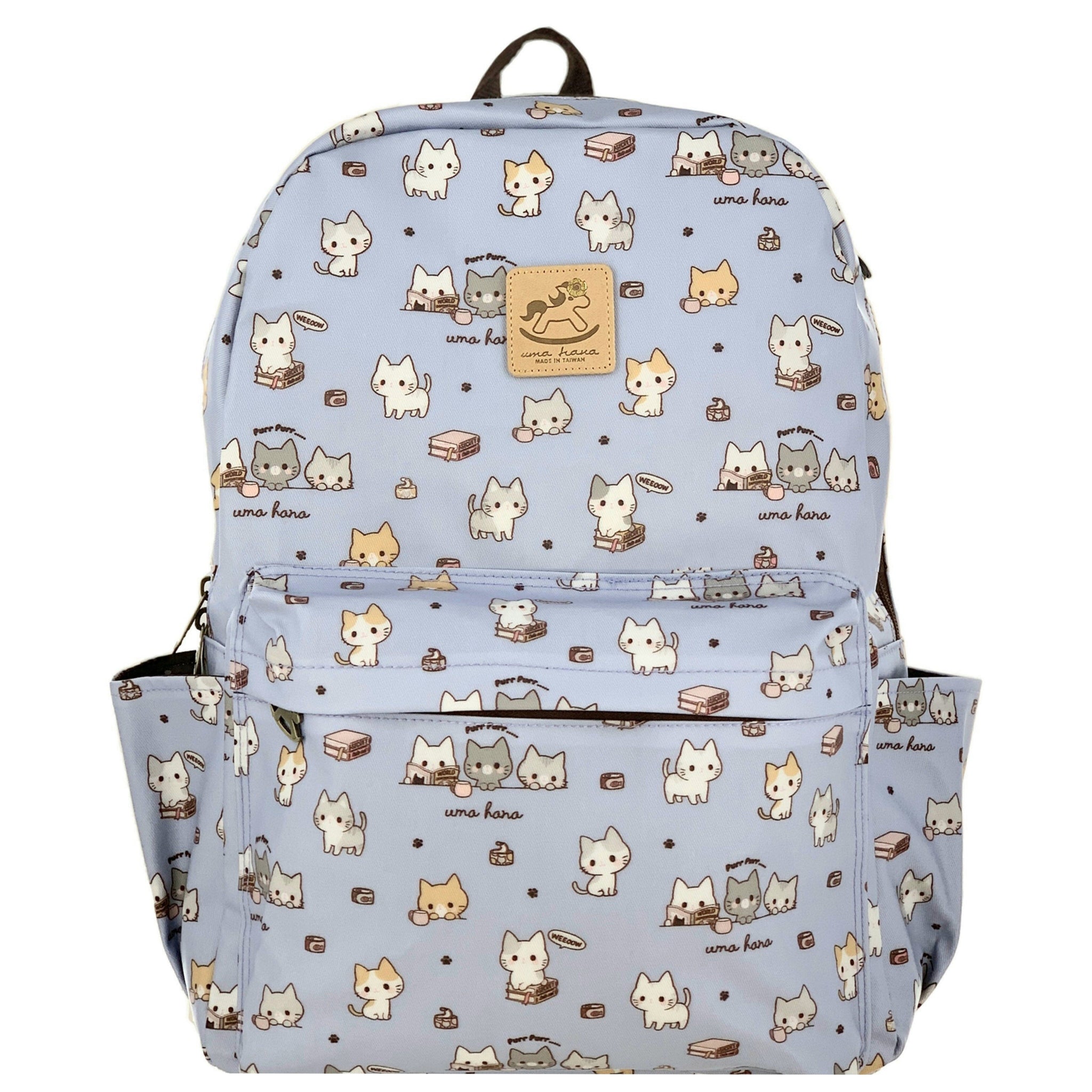 Periwinkle Blue Meow Cat Large Backpack Backpack Tworgis 