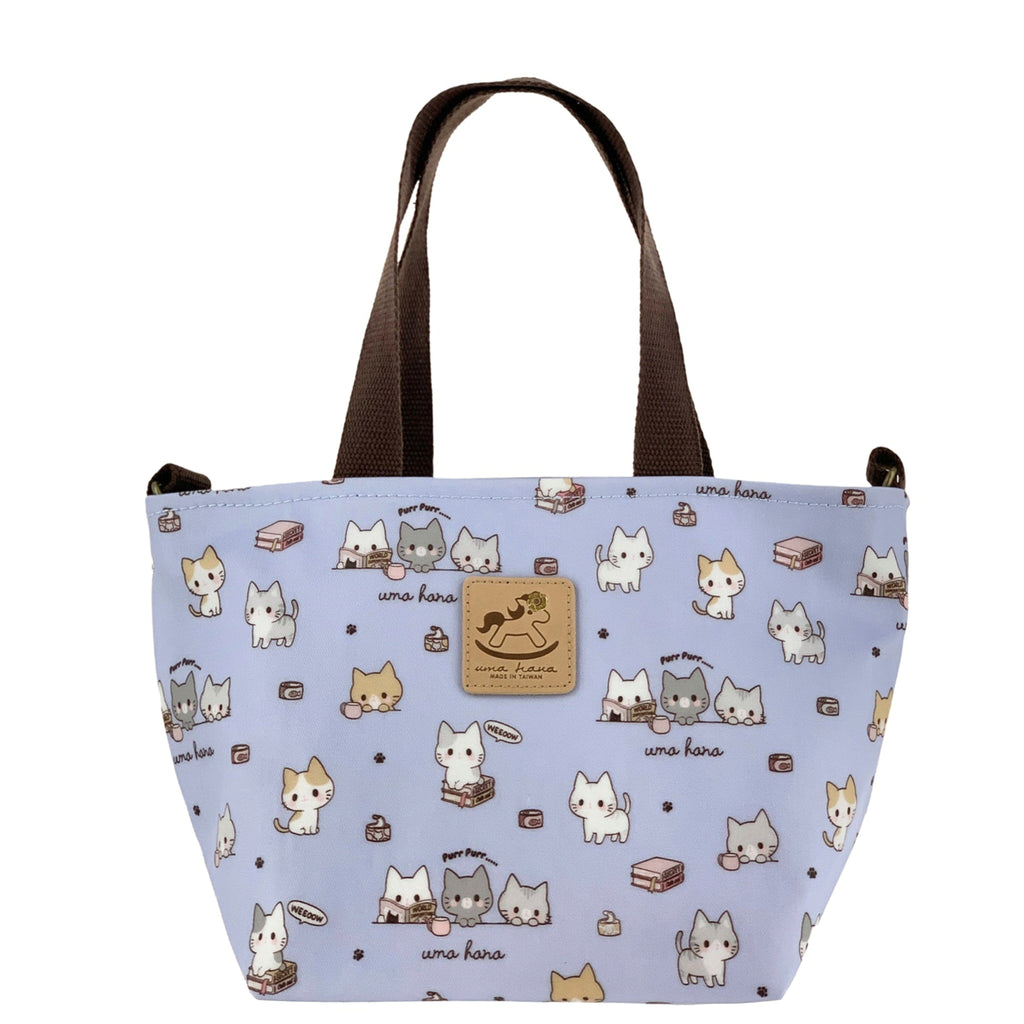 Periwinkle Blue Meow Cat Mini Travel Tote