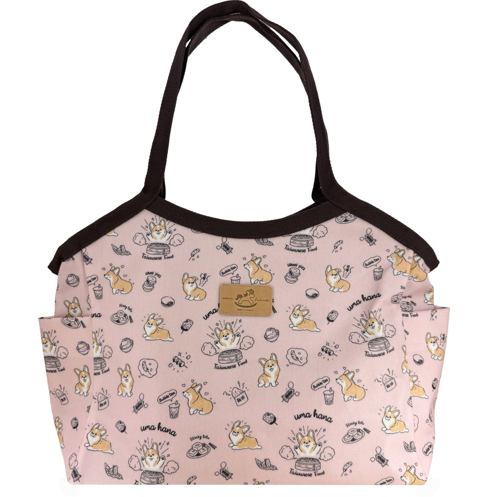 Pink Corgi Noms Trapeze Shoulder Tote Tote Tworgis 