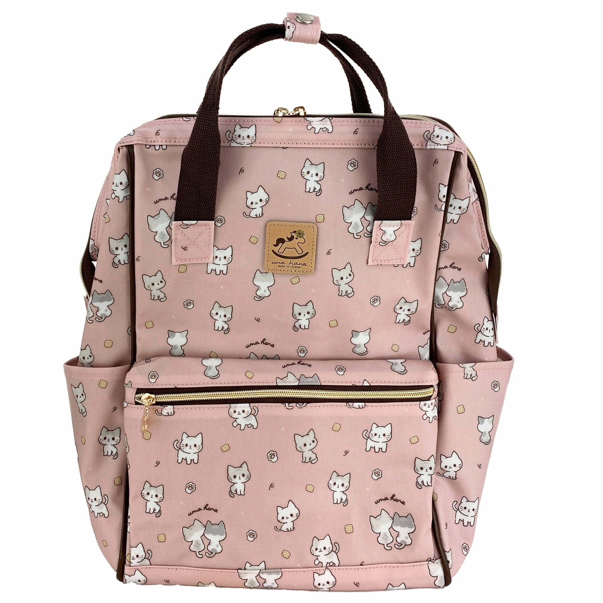 Pink Crumbs & Kittens Large Opening Backpack