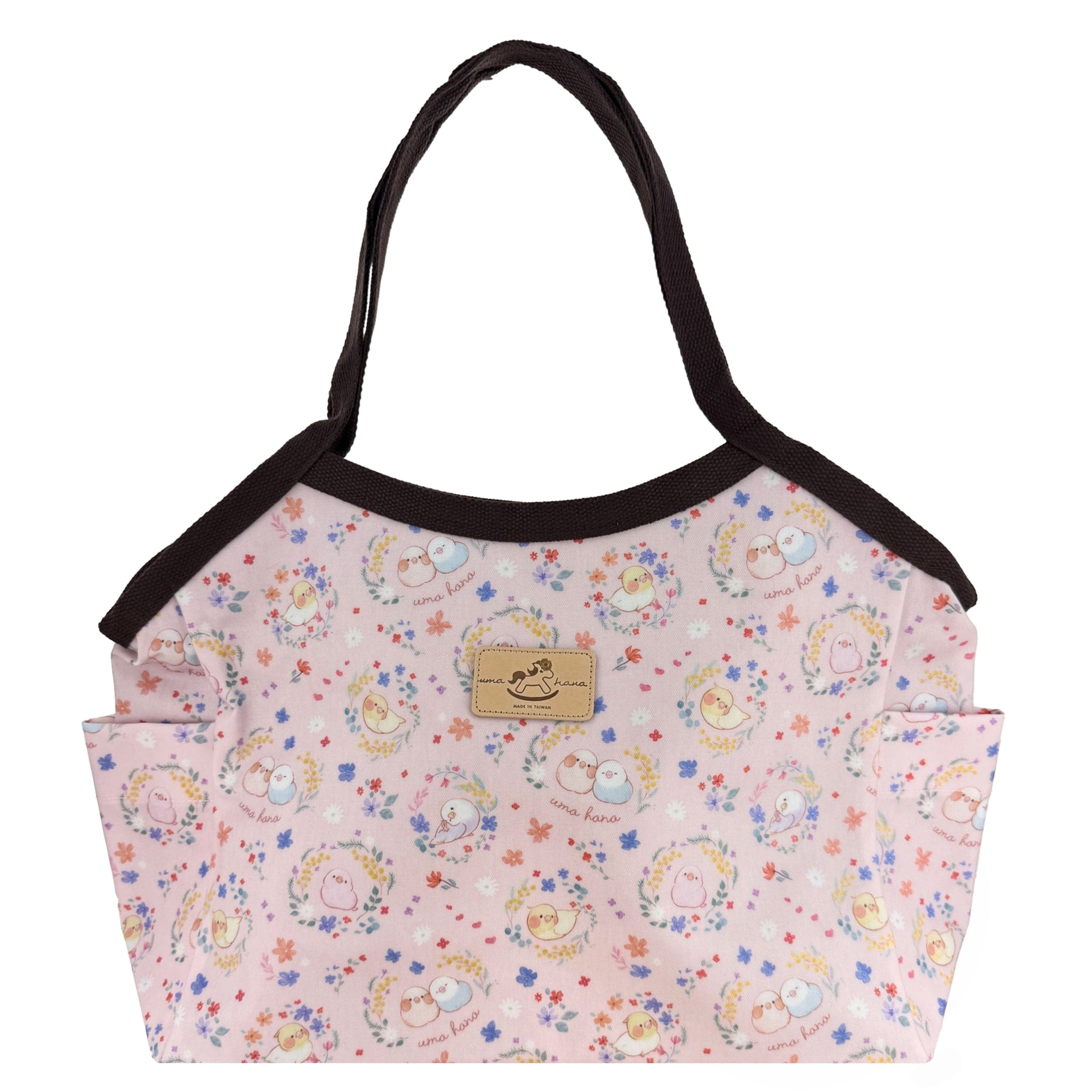 Pink Floral Birds Trapeze Shoulder Tote Tote Tworgis 