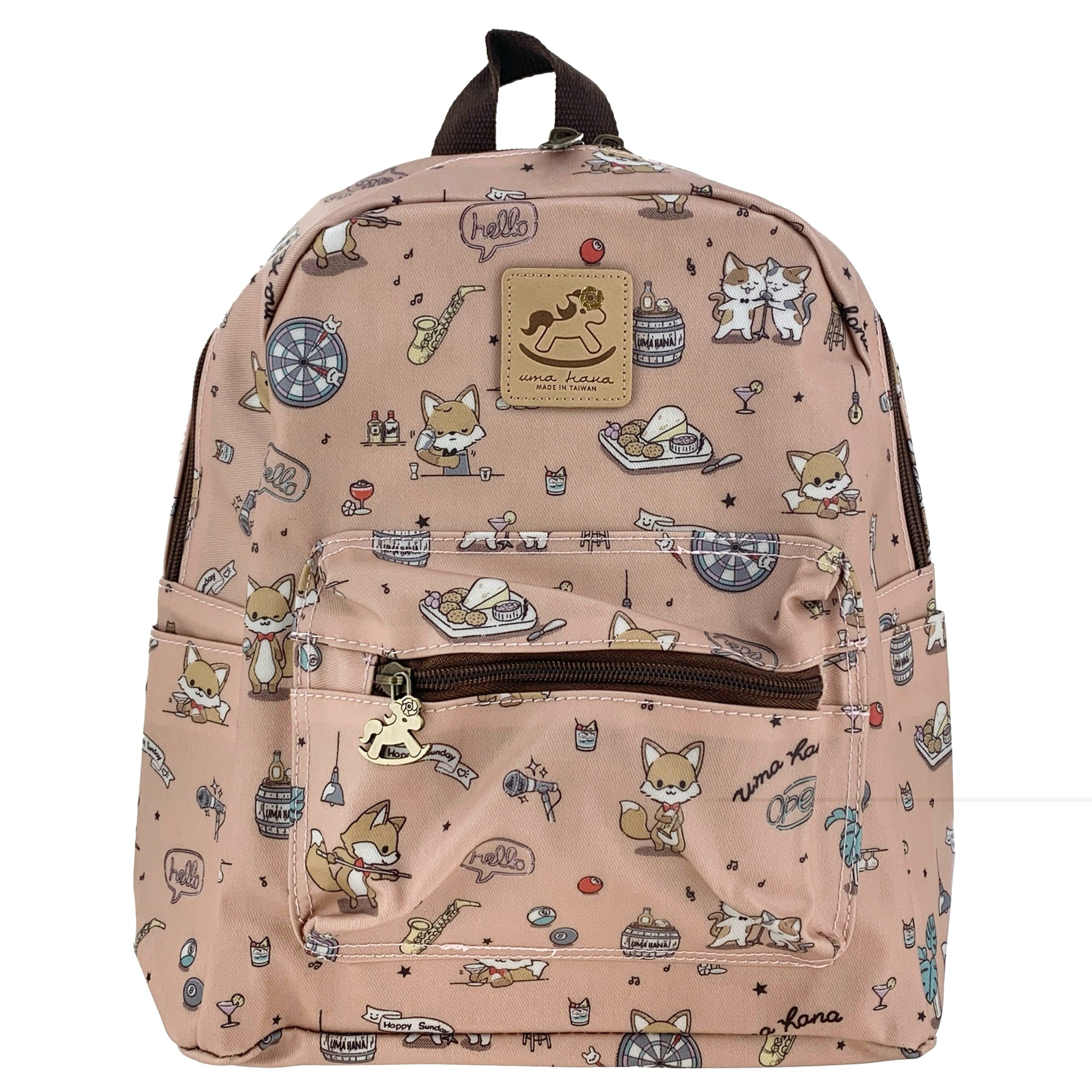 Pink Fox Night Small Backpack Backpack Tworgis 