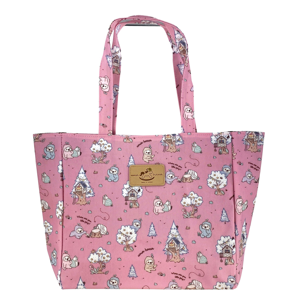 Pink Playful Sloth Medium Tote Tote Tworgis 