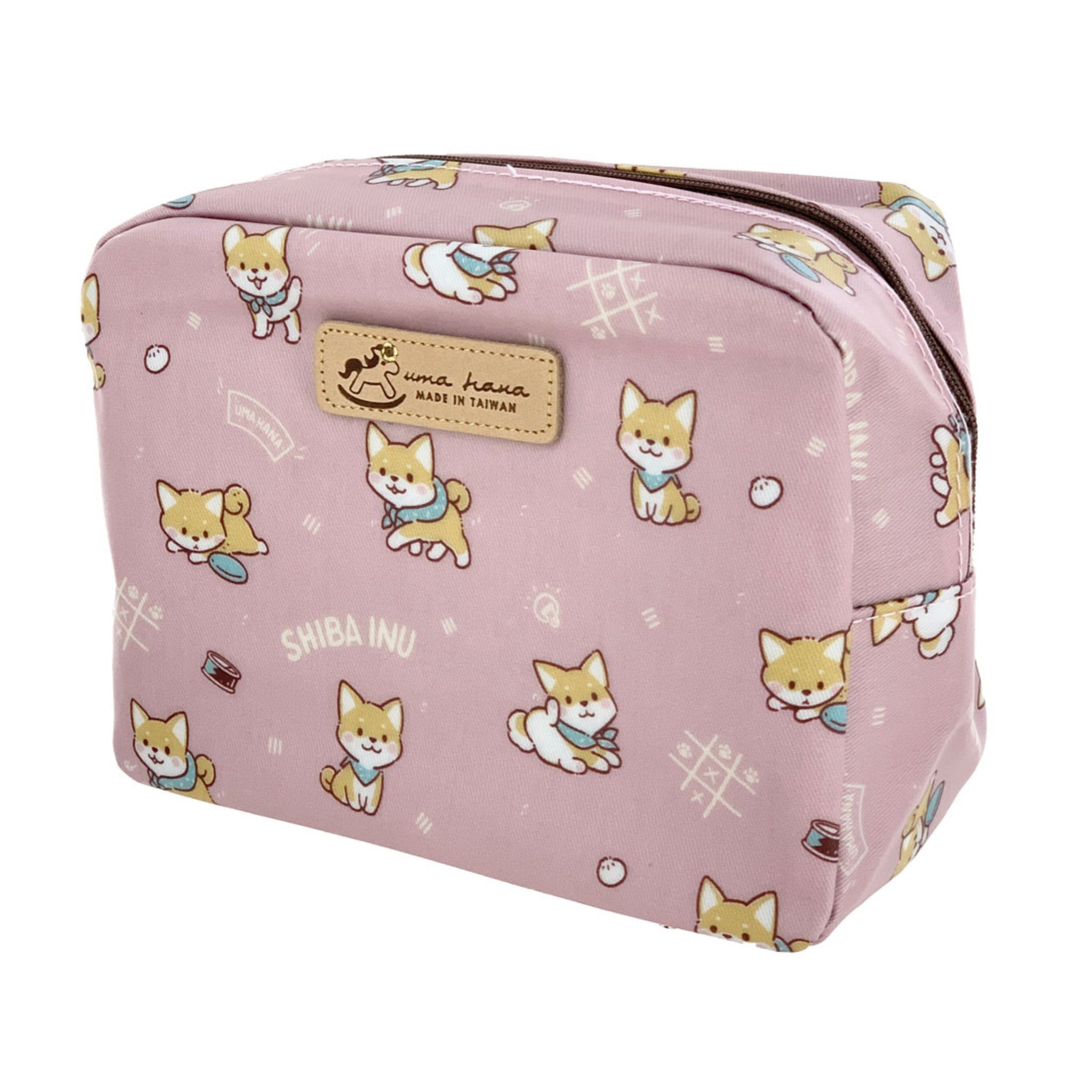 Pink Shiba Shenanigans Cube Cosmetic Bag