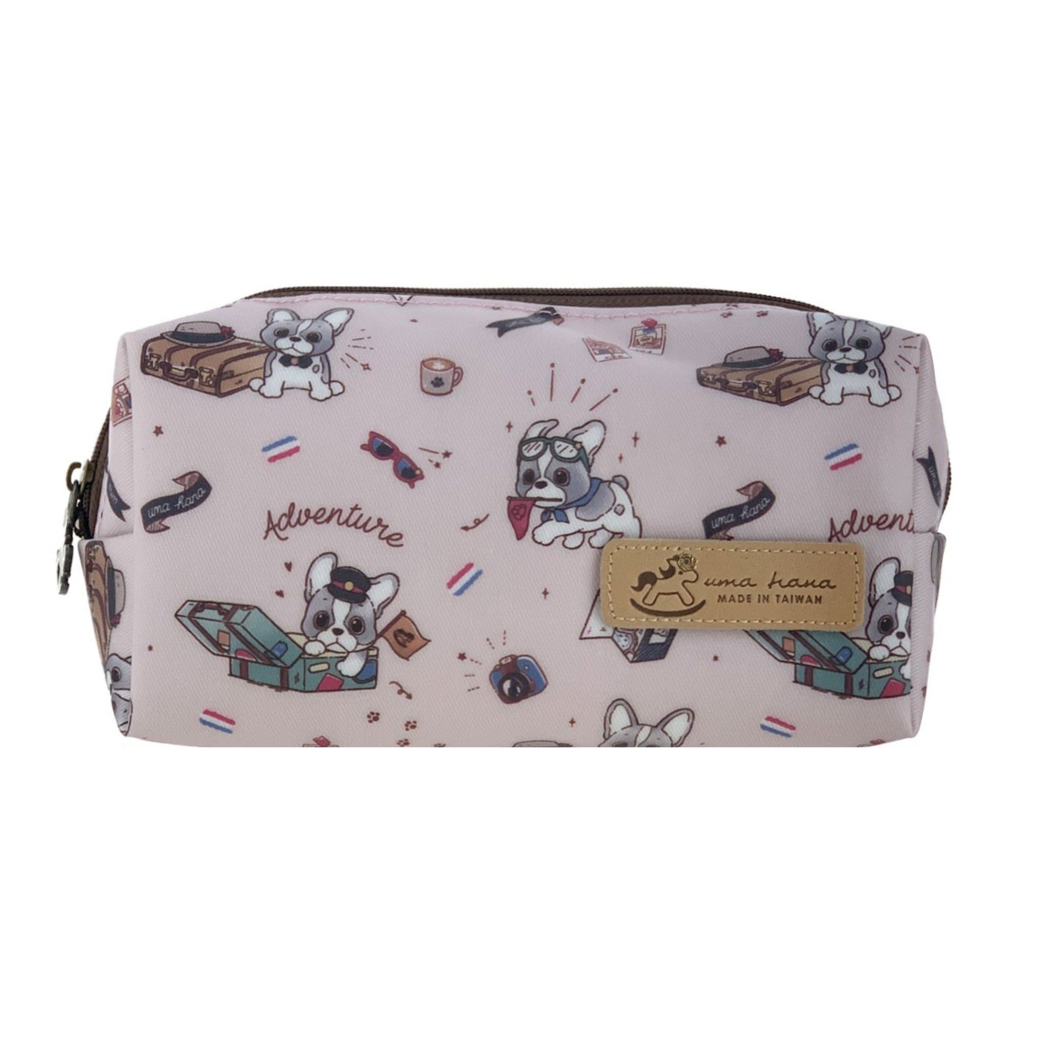 Pink Travel Frenchie Rectangle Cosmetic Bag Cosmetic Bag Tworgis 