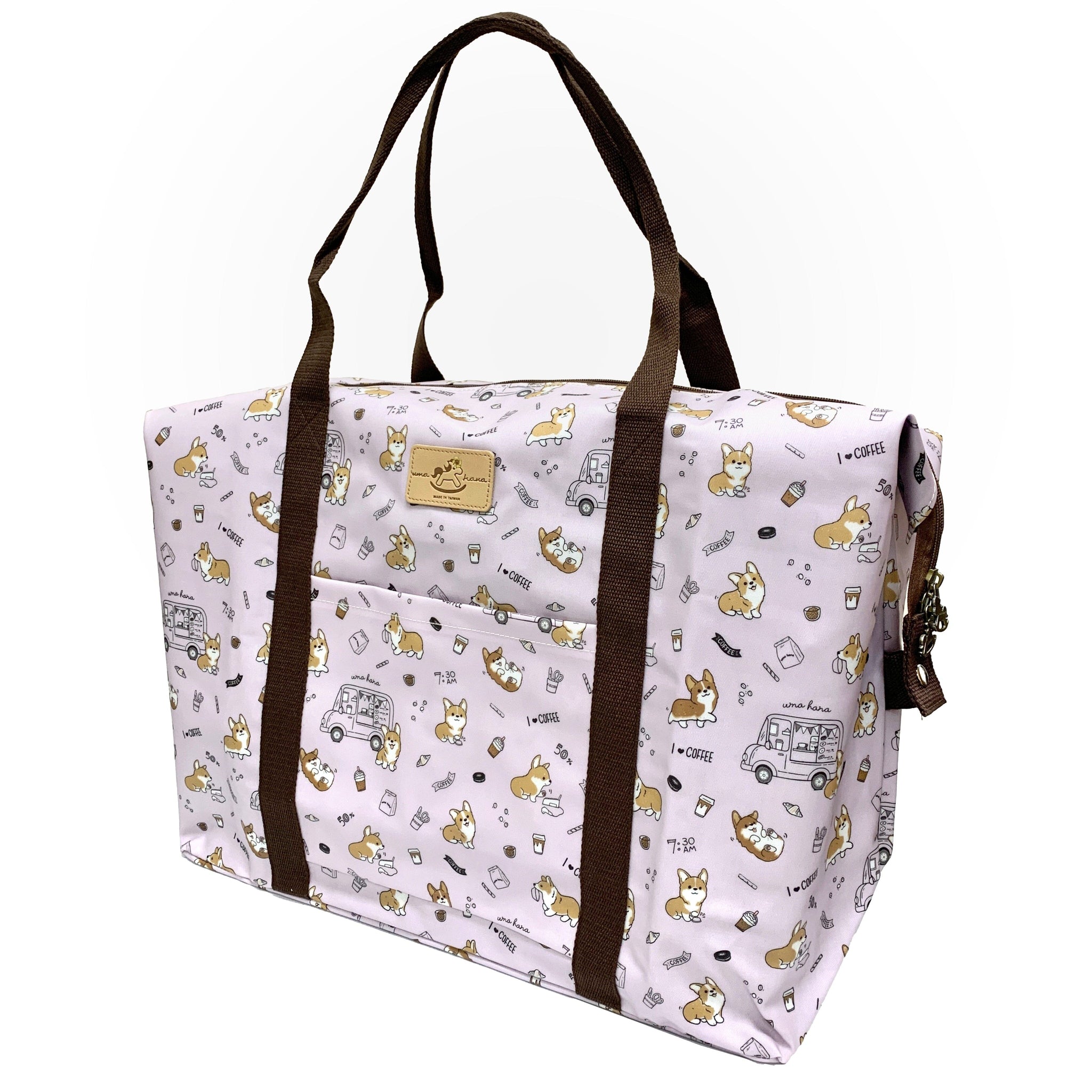 Purple Corgis & Coffee Extra Large Travel Tote Tote Tworgis 