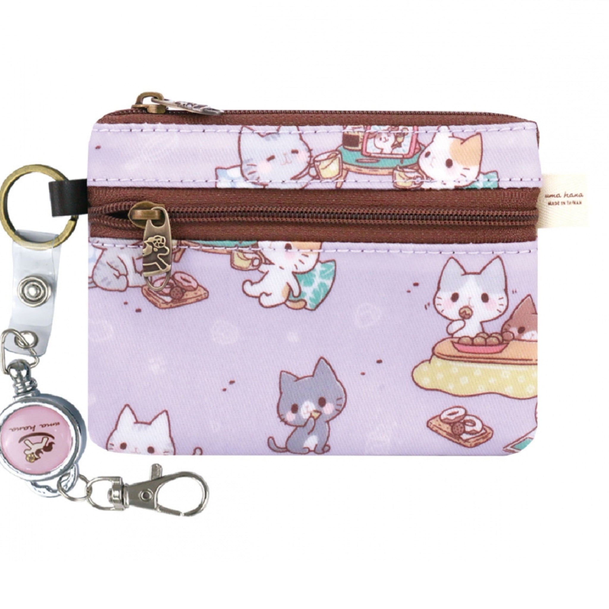 Purple Cozy Cats Retractable Coin Purse Retractable Coin Purse Tworgis 
