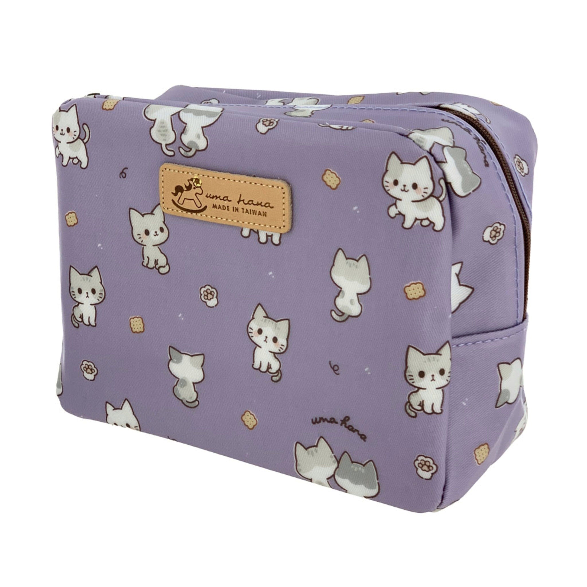 Purple Crumbs & Kittens Cube Cosmetic Bag