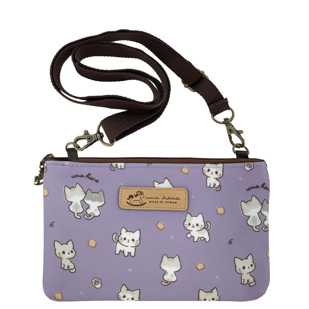 Purple Crumbs & Kittens Zipper Crossbody