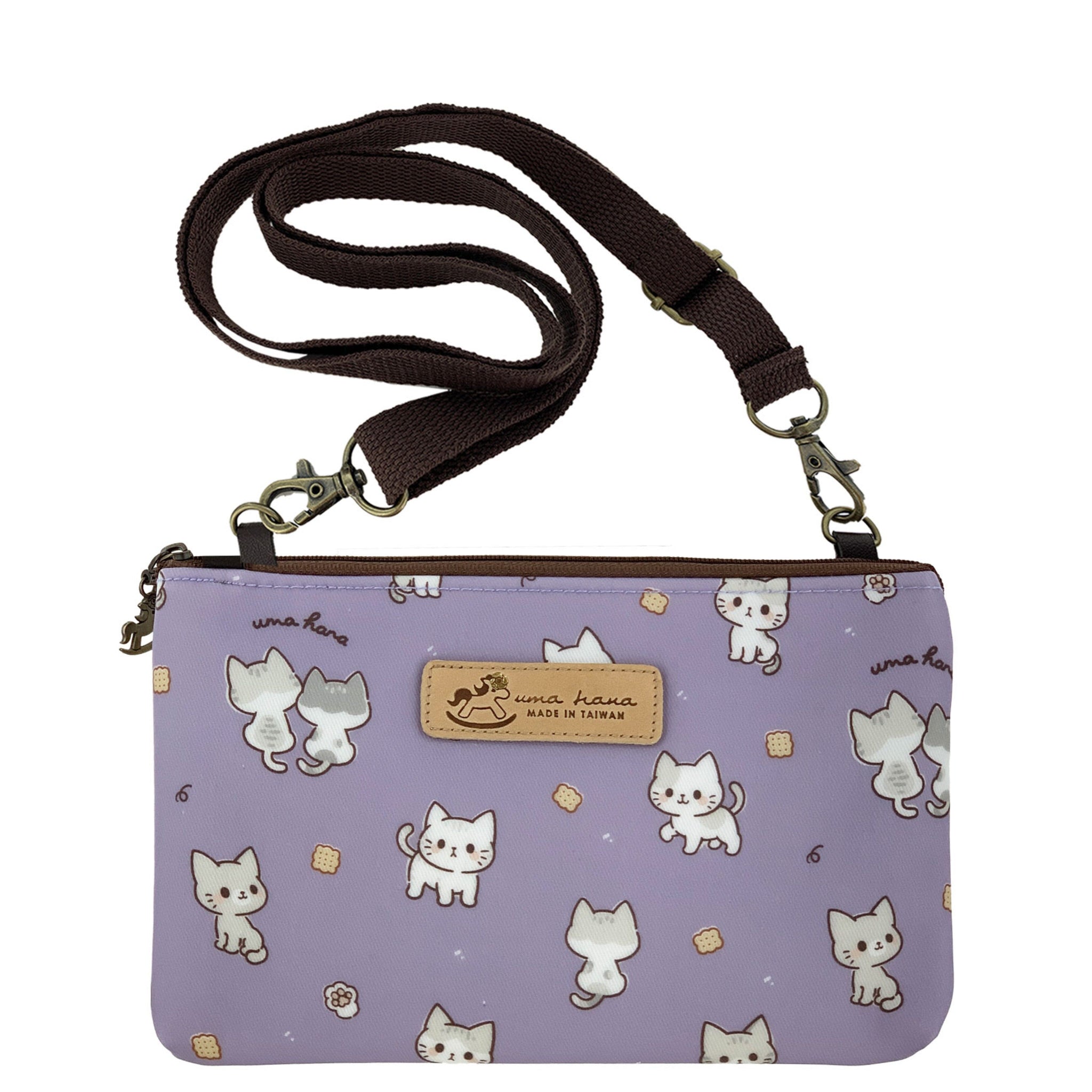 Purple Crumbs & Kittens Zipper Crossbody