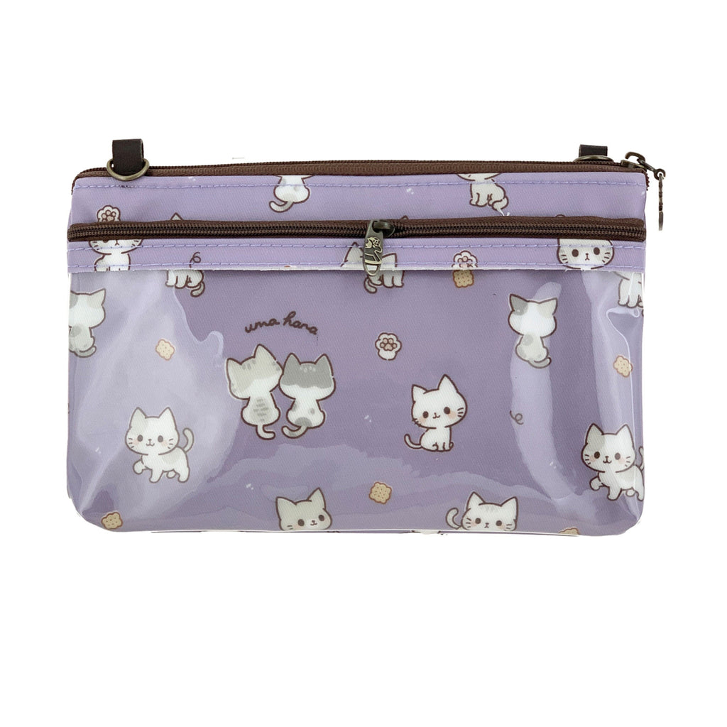 Purple Crumbs & Kittens Zipper Crossbody