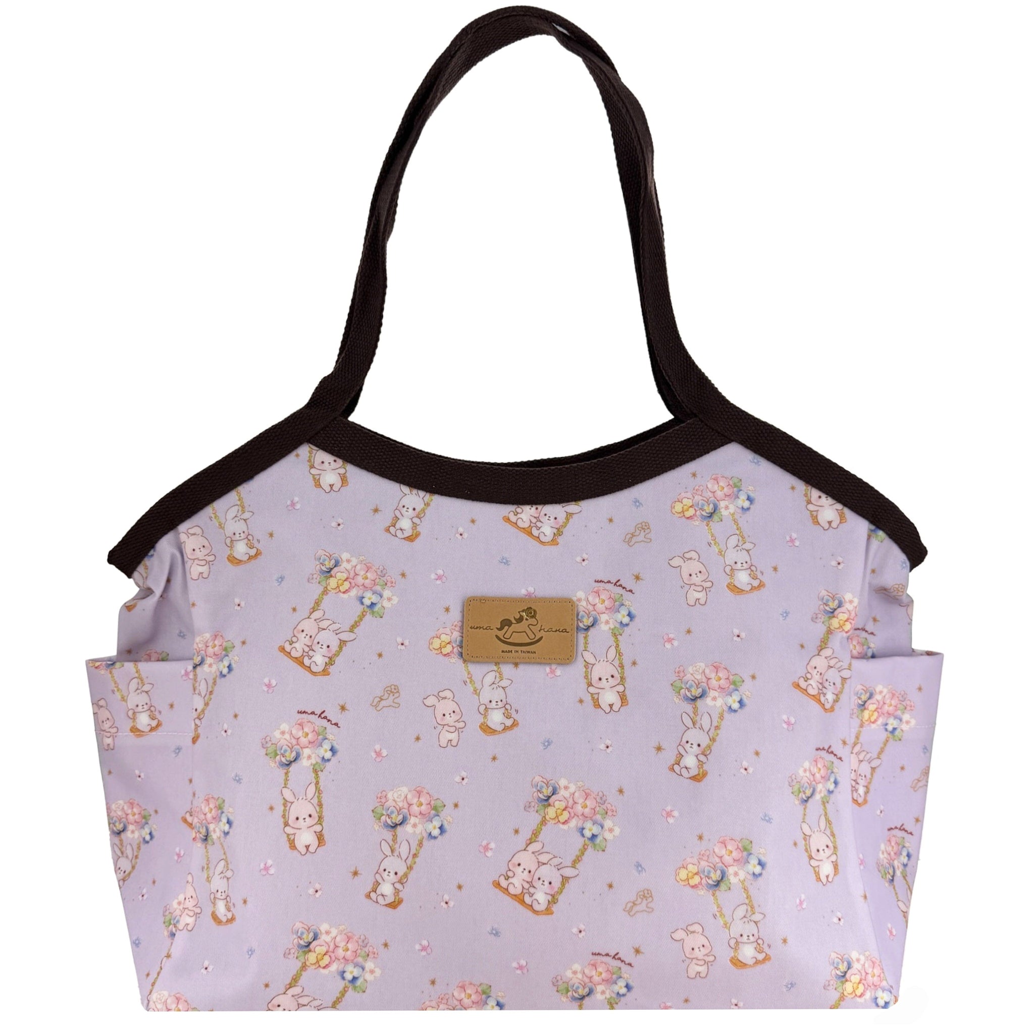 Purple Spring Bunnies Trapeze Shoulder Tote Tote Tworgis 