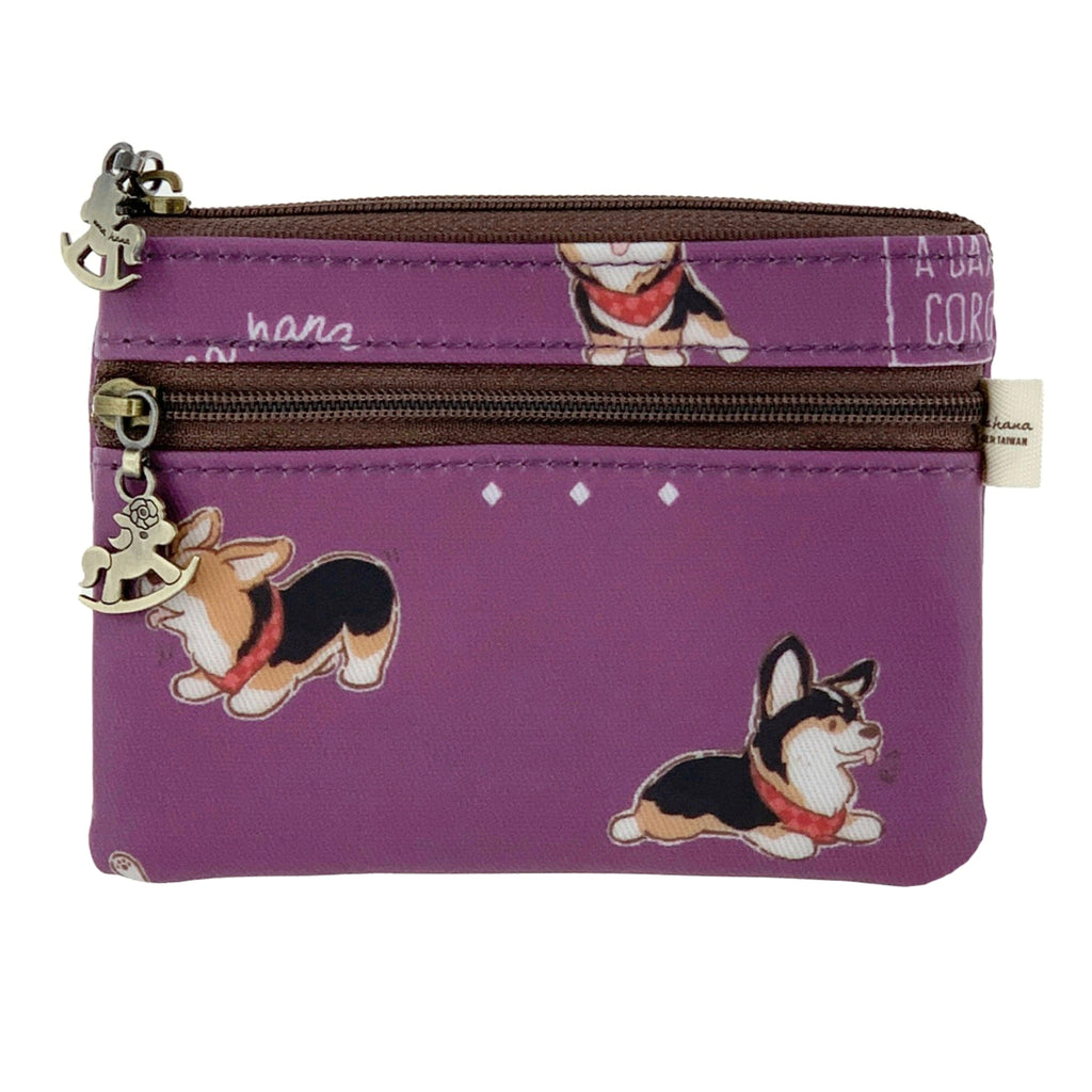 Purple Tricolor Corgi Keychain Coin Purse Keychain Coin Purse Tworgis 