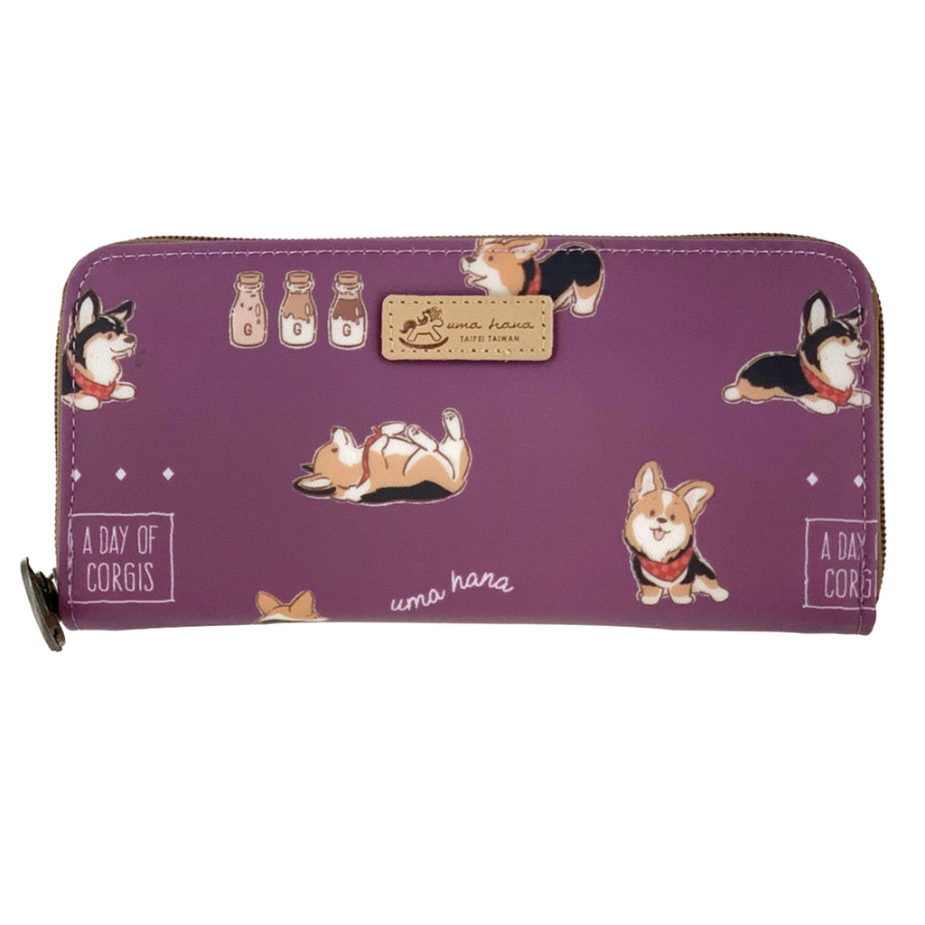 Purple Tricolor Corgi Long Wallet Wallet Tworgis 