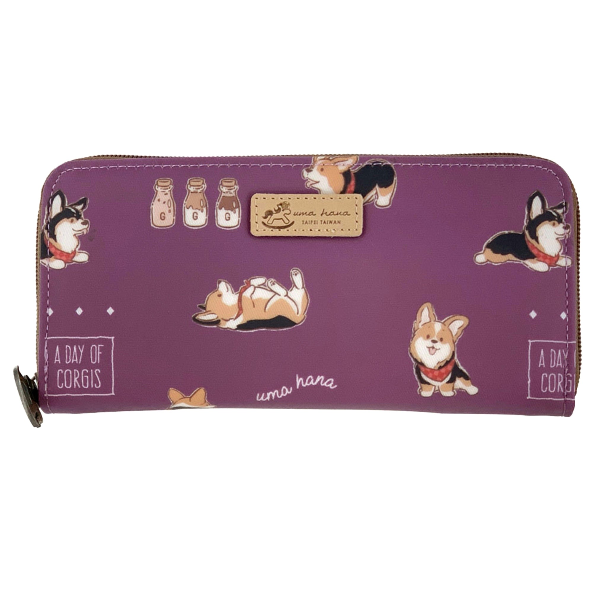 Purple Tricolor Corgi Long Wallet Wallet Tworgis 