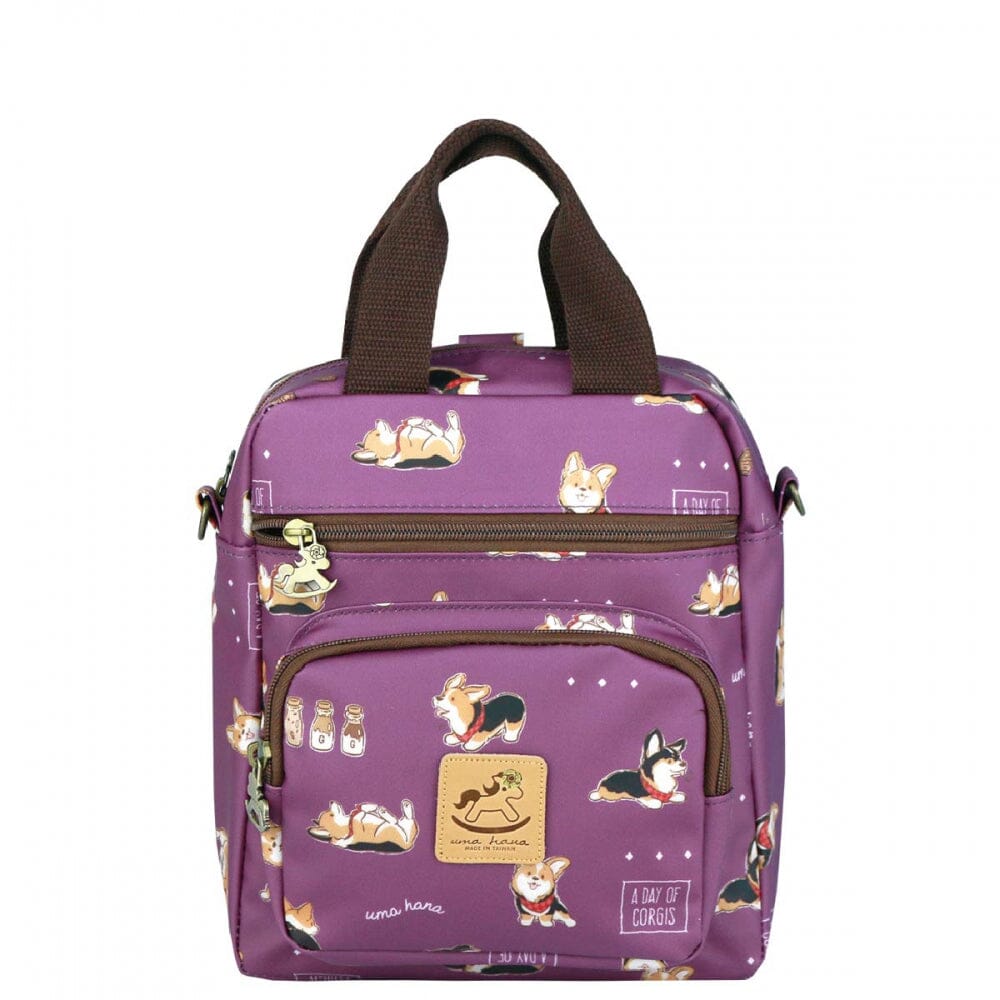 Purple Tricolor Corgi Multifunctional Toast Bag Triple Usage Bag Tworgis 