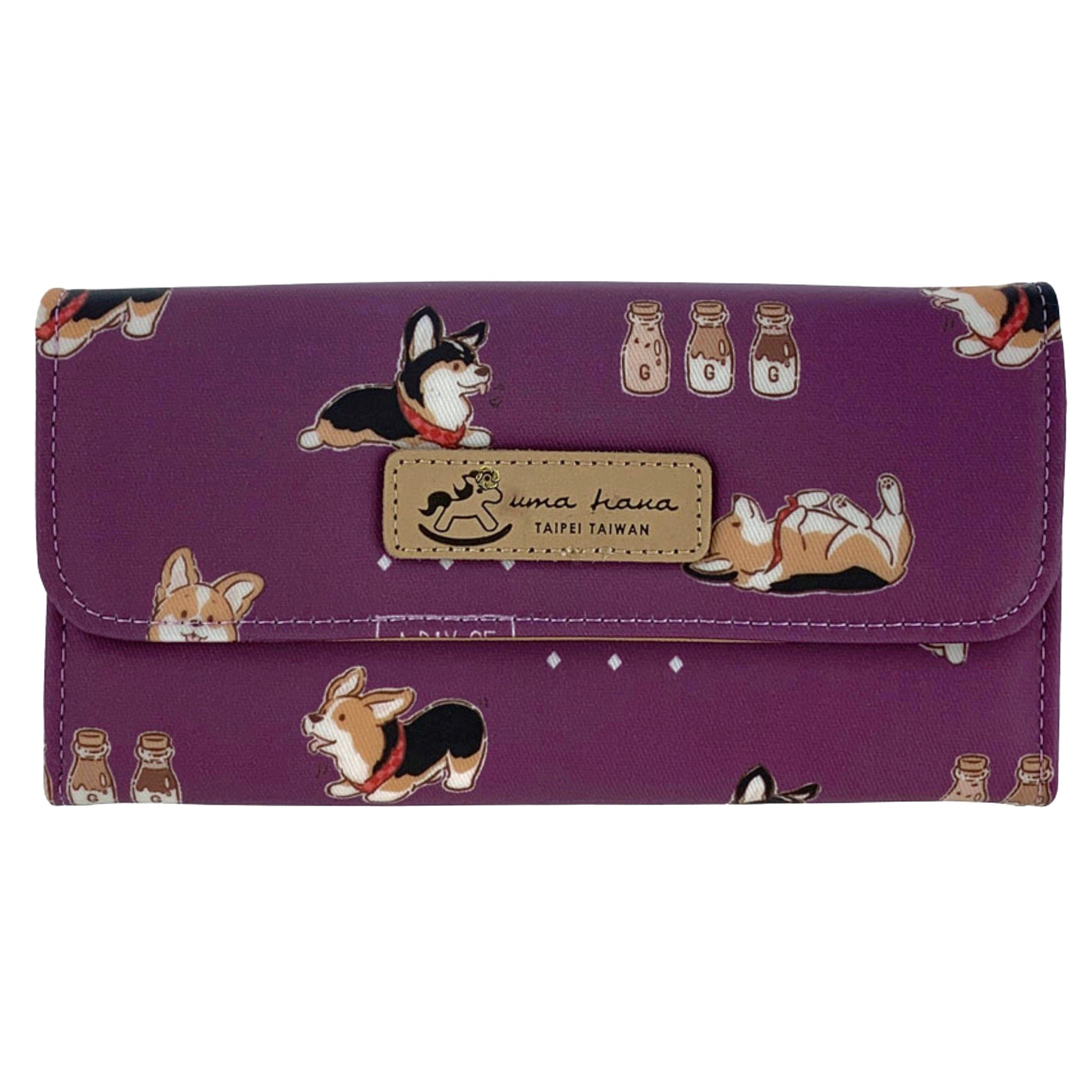 Purple Tricolor Corgi Multifunctional Wallet Wallet Tworgis 