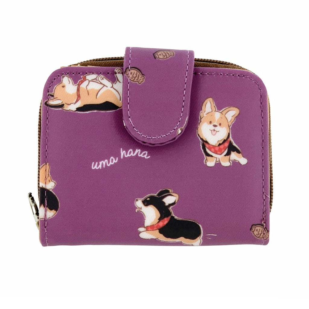 Purple Tricolor Corgi Short Wallet