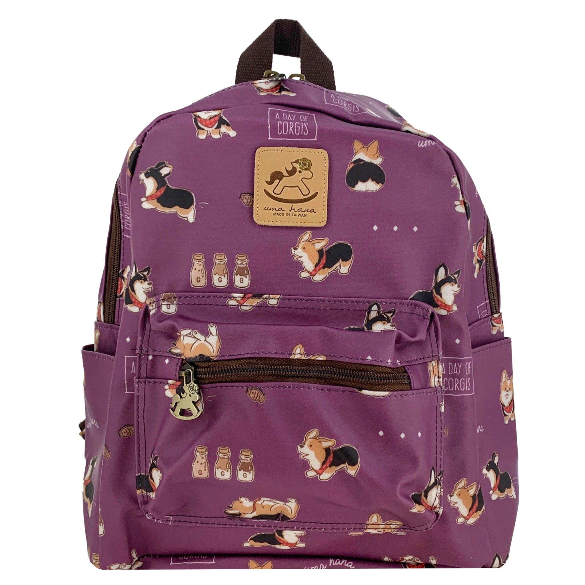 Purple Tricolor Corgi Small Backpack Backpack Tworgis 