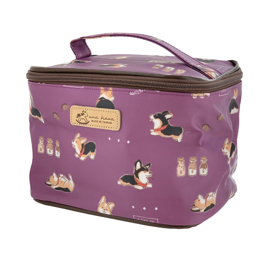 Purple Tricolor Corgi Travel Cosmetic Bag Cosmetic Bag Tworgis 