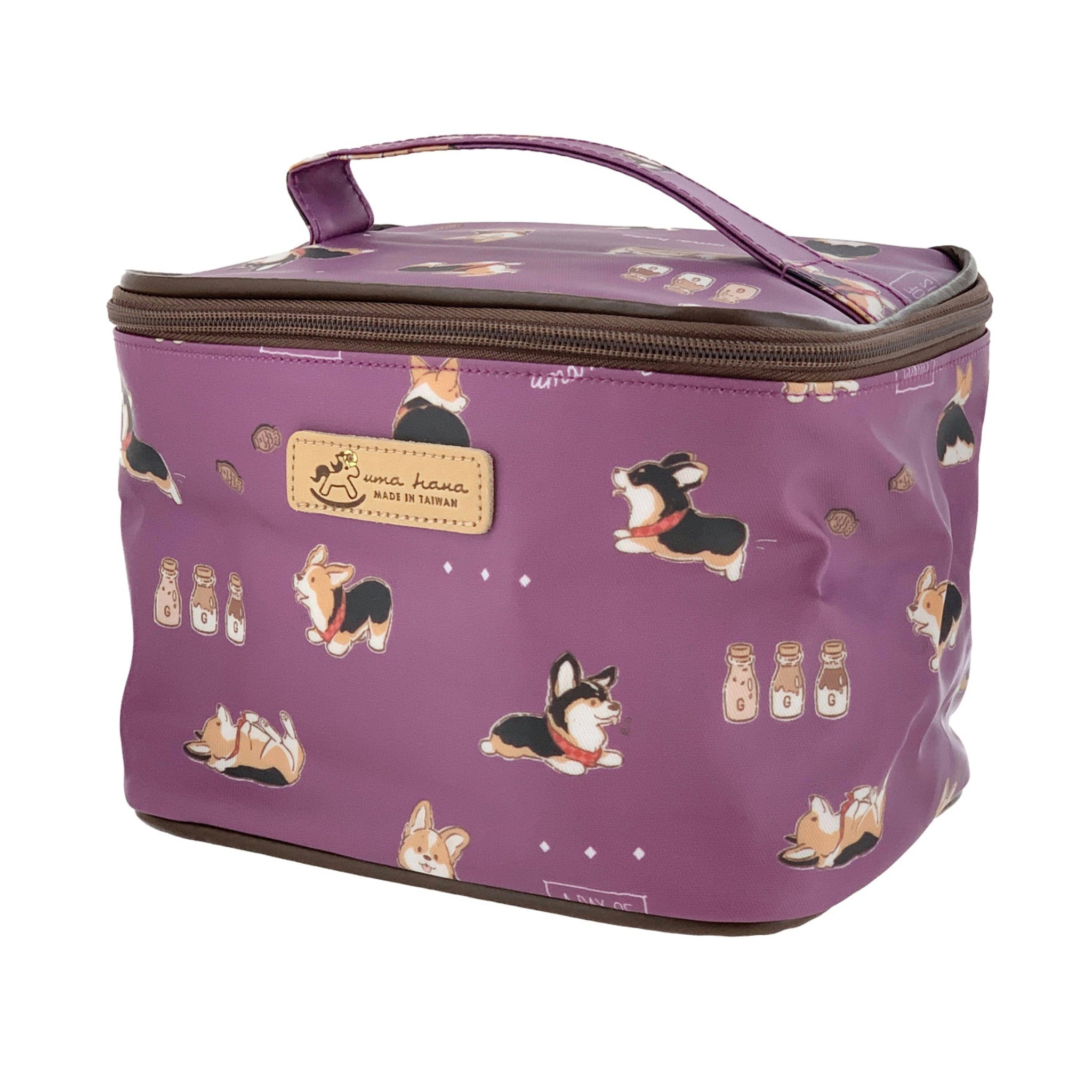 Purple Tricolor Corgi Travel Cosmetic Bag Cosmetic Bag Tworgis 