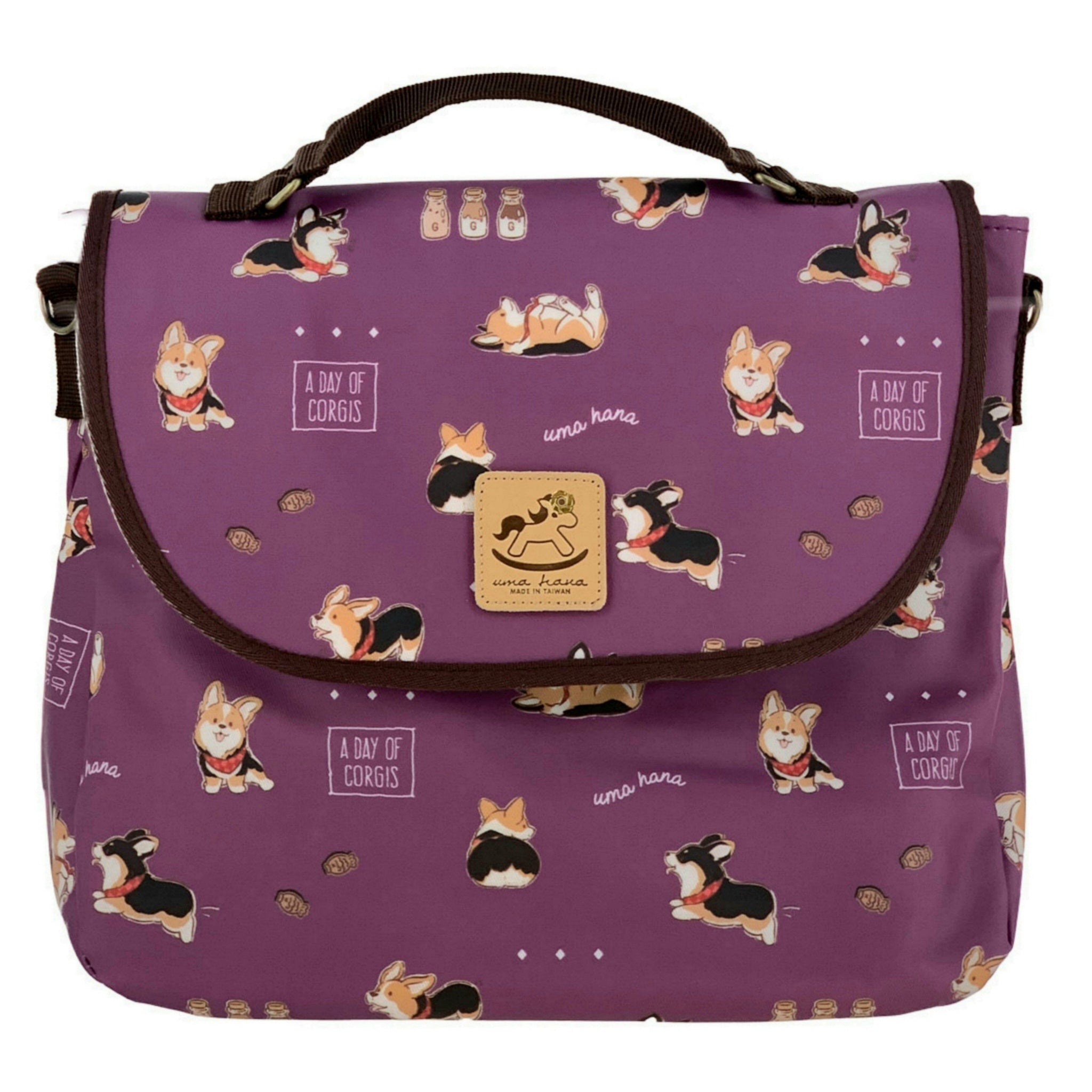 Purple Tricolor Corgi Triple Usage Bag Triple Usage Bag Tworgis 