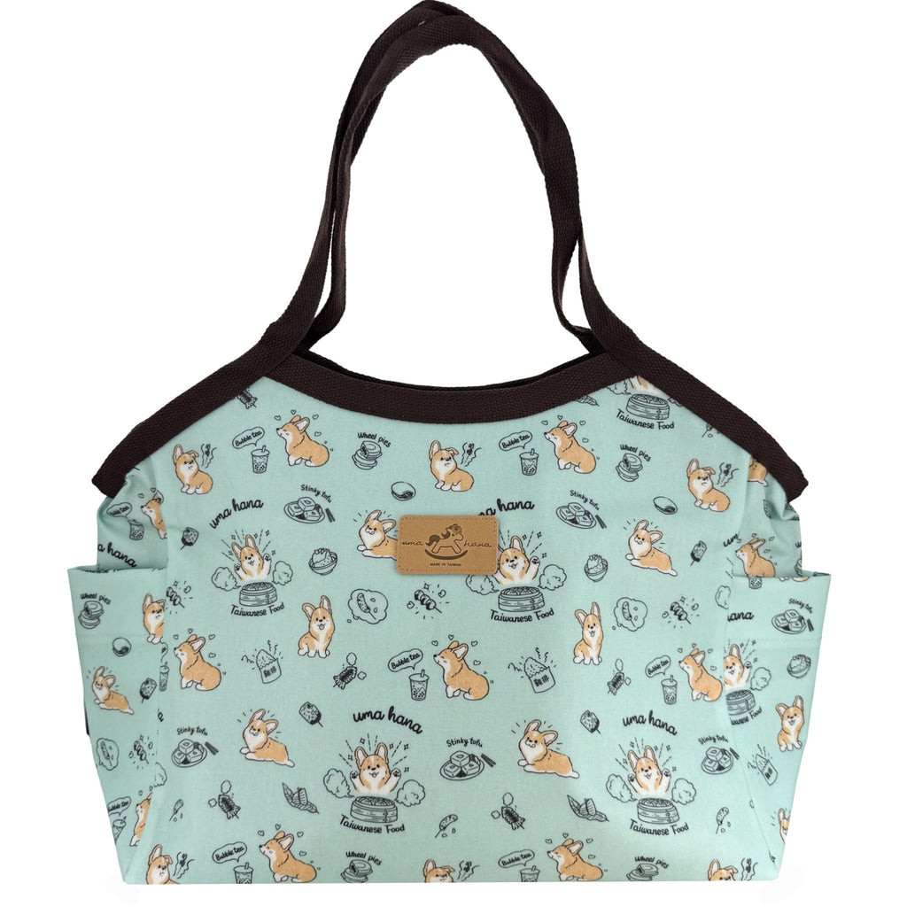Teal Corgi Noms Trapeze Shoulder Tote Tote Tworgis 