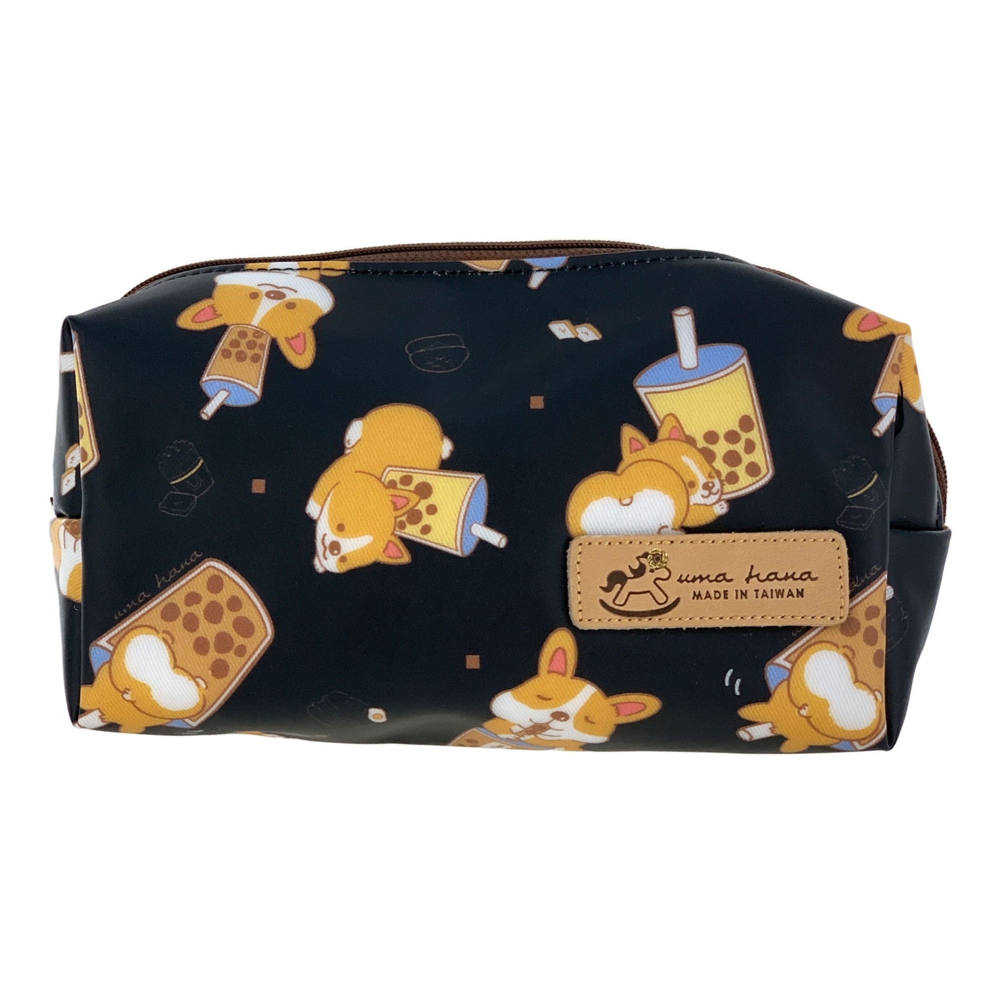 Black Bubble Tea Corgi Rectangle Cosmetic Bag Cosmetic Bag Tworgis 