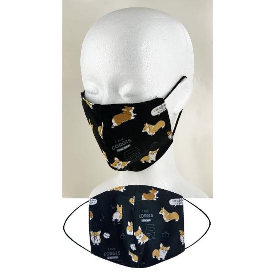 Black Corgi Puppy Mask Face Mask Tworgis 