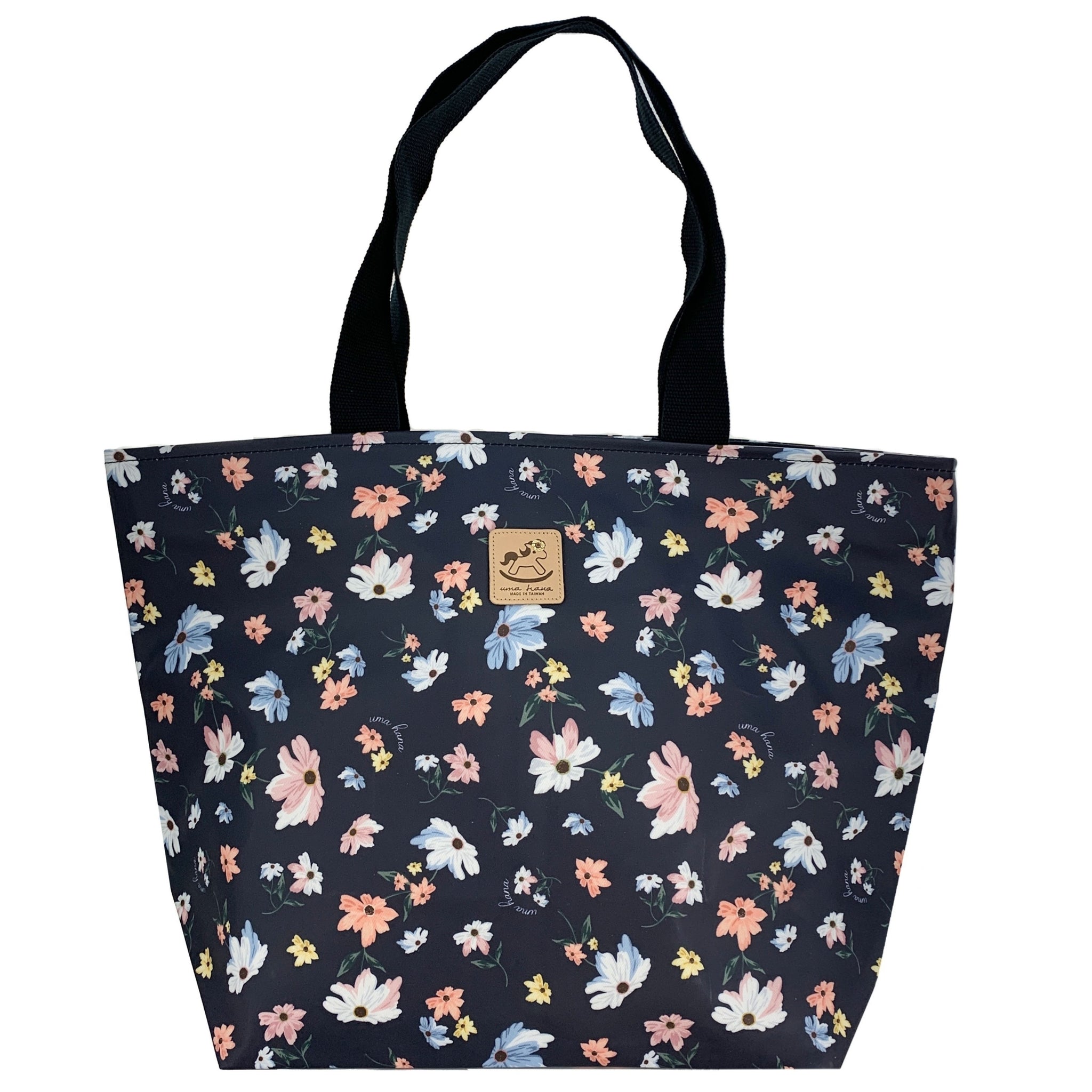 Black Floral Meadows Large Travel Tote