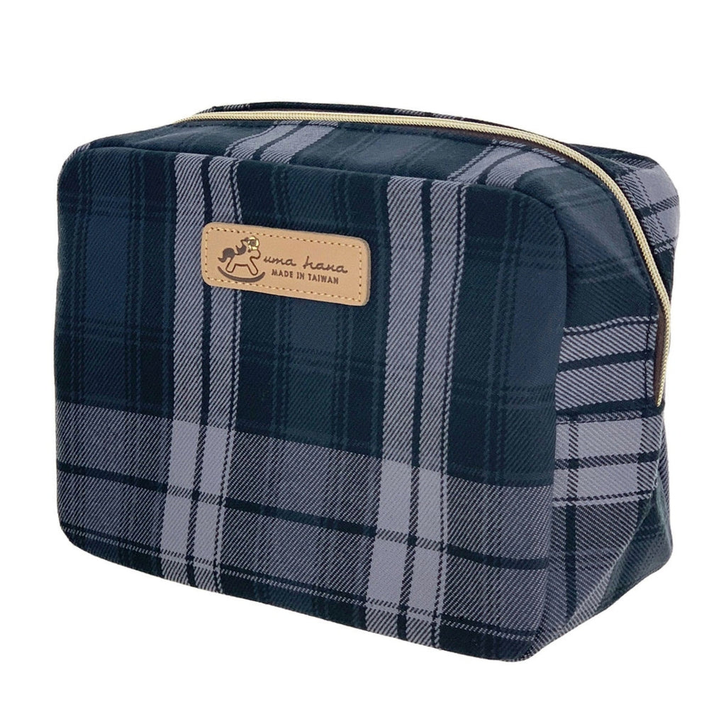 Black & Gray Tartan Plaid Cube Cosmetic Bag