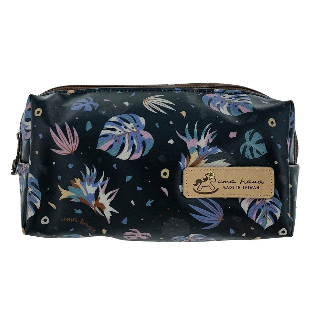Black Tropical Leaves Rectangle Cosmetic Bag