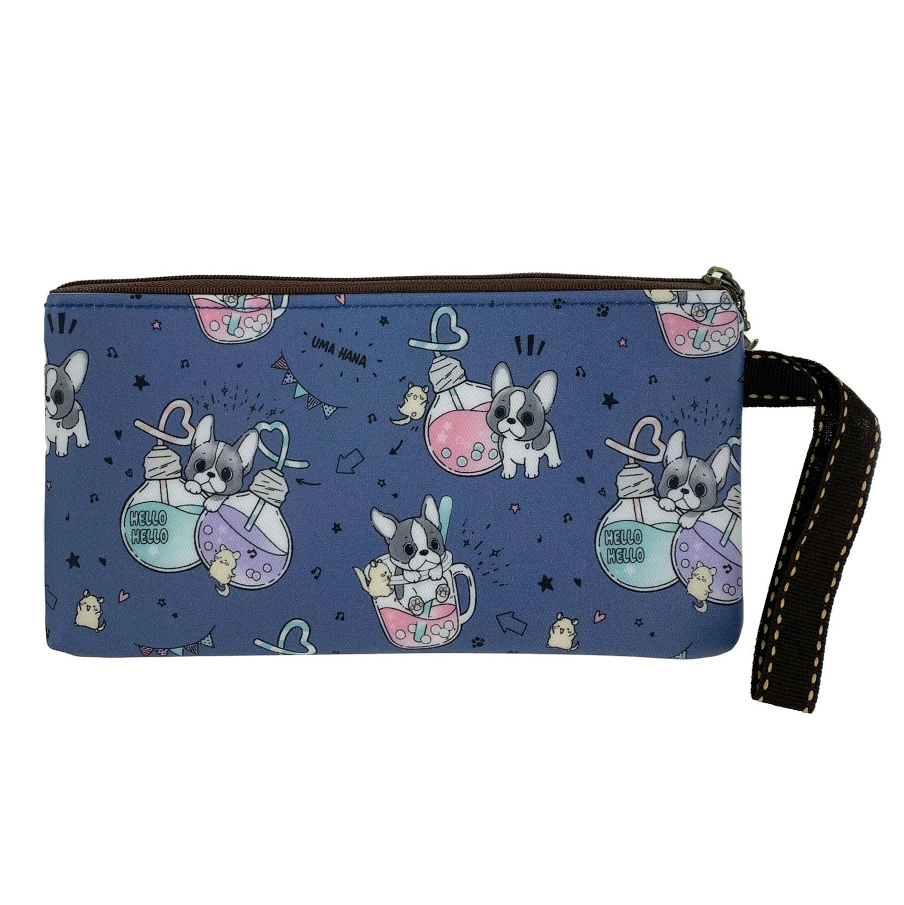 Blue Boba Frenchie Long Coin Purse